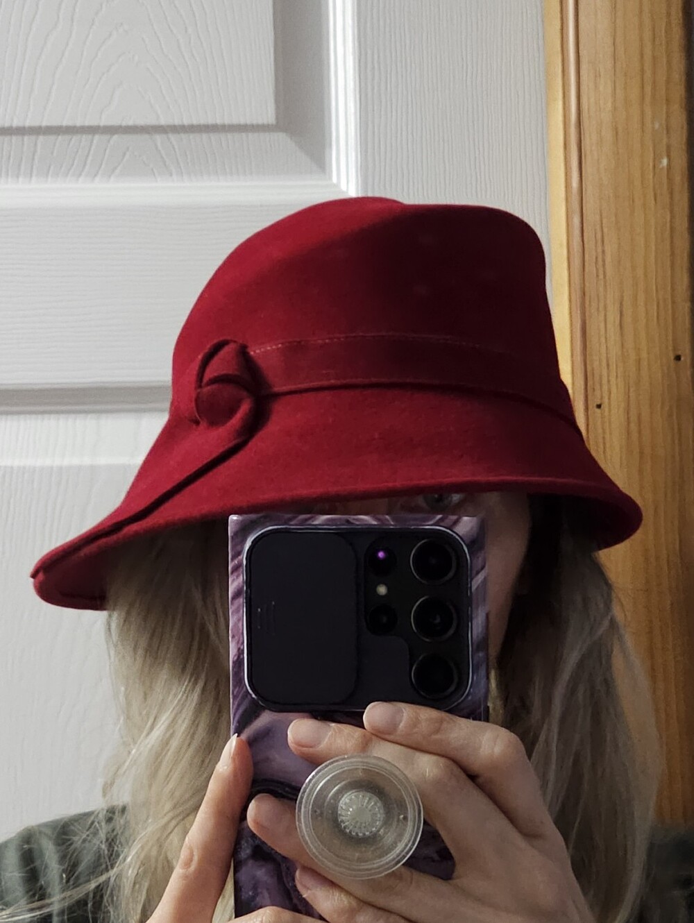 Eric Javits Red Felt Cloche Hat Bow Vintage - Picture 2 of 12